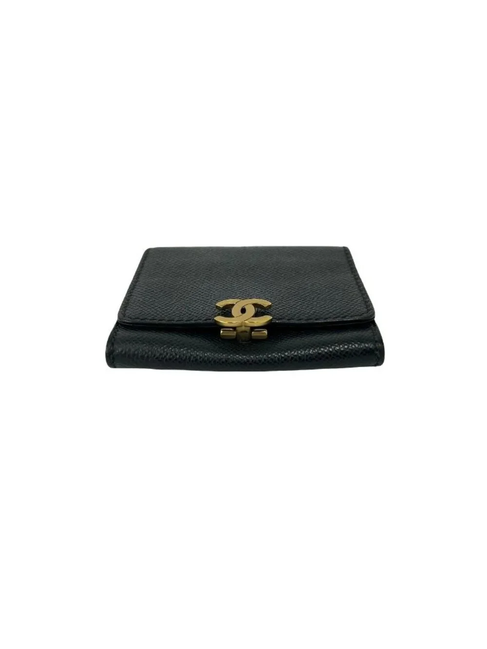Chanel Vintage CC Logo Leather Coin Purse Mini Wallet Black